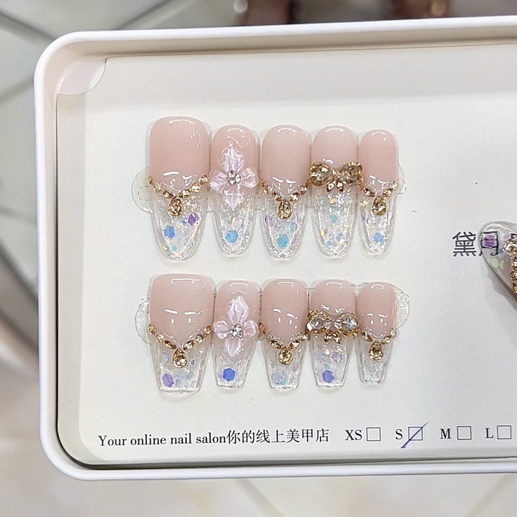 3000 NAIL “梦幻香槟”设计师高定原创纯手工高级感猫眼显白穿戴甲