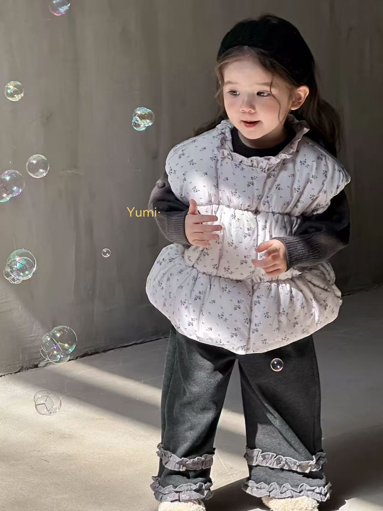 【X4】甜久yumi25861碎花马甲童装