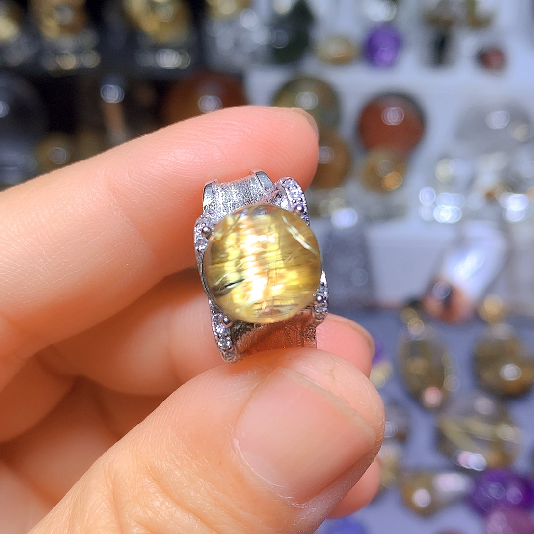 水晶戒指银S925镶嵌天然水晶
