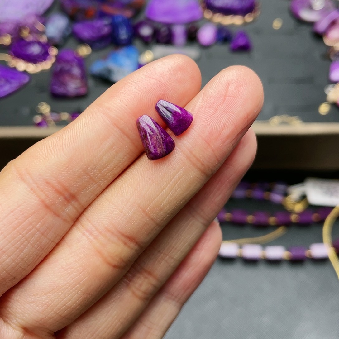 苏纪石（舒俱来）耳钉银S925镶嵌