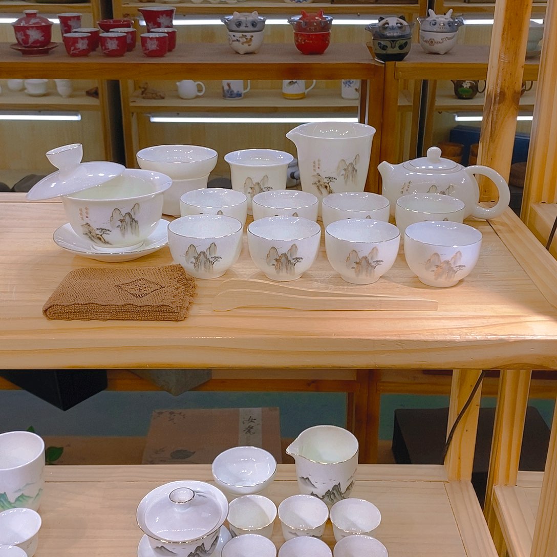 【不止】羊脂玉瓷茶具套装