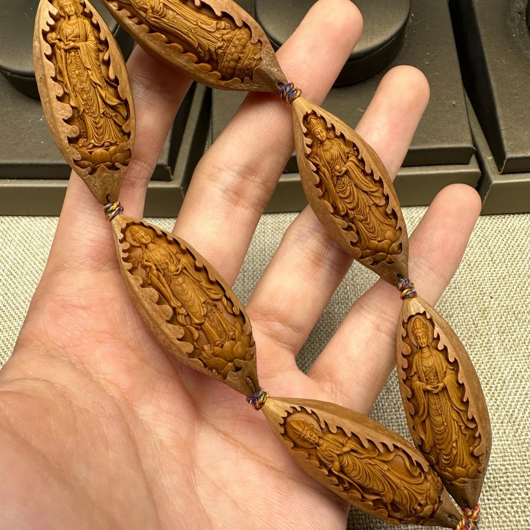 藏越，原皮风景观音橄榄核手串14