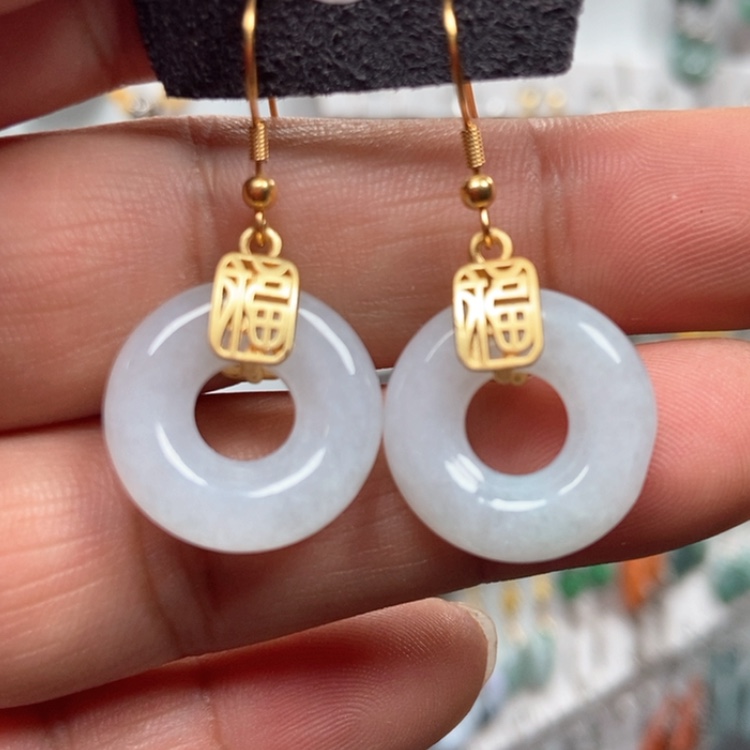 【闪购商品】翡翠耳饰银S925镶嵌耳饰