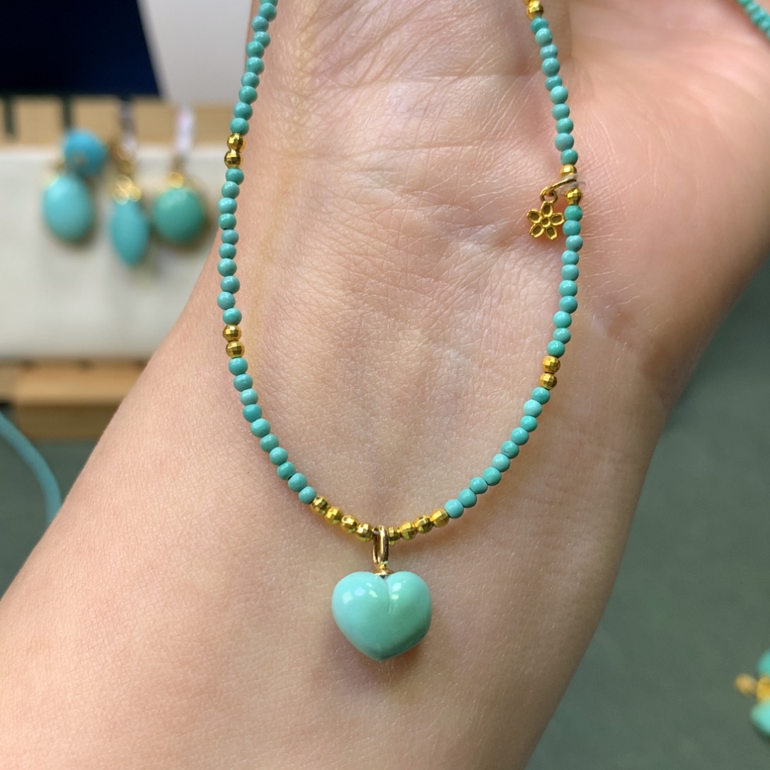 绿松石项链18K金镶嵌