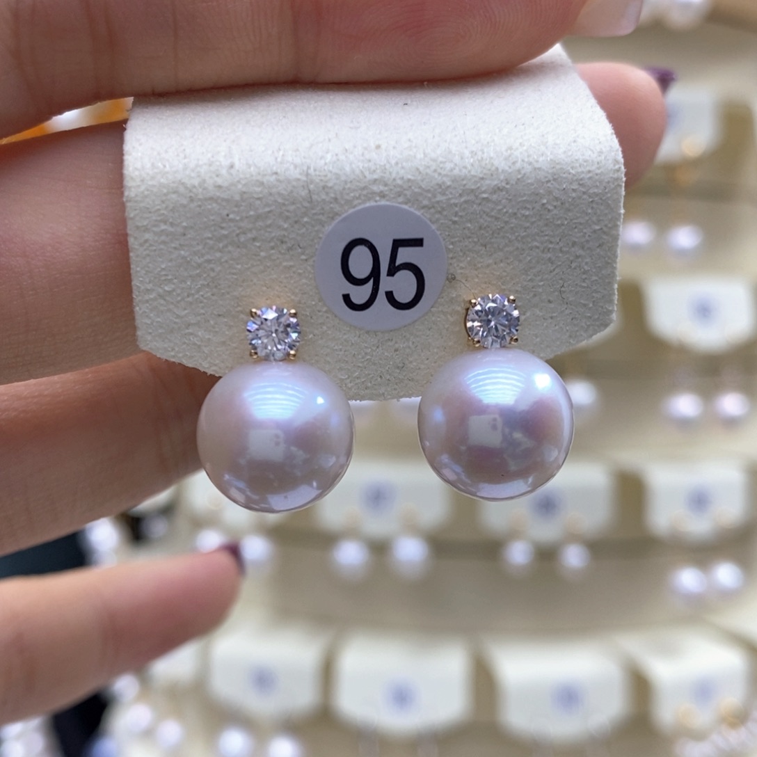 淡水珍珠耳饰18K金镶嵌