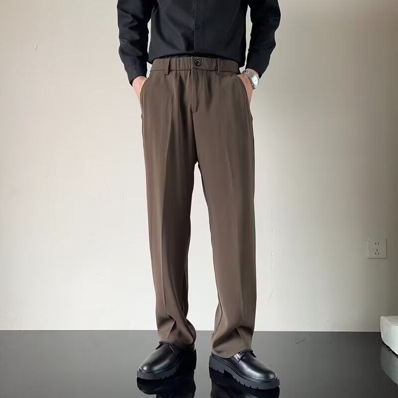 潮流春秋新款潮牌休闲裤男生垂感直筒裤松紧腰裤子锥形宽松裤