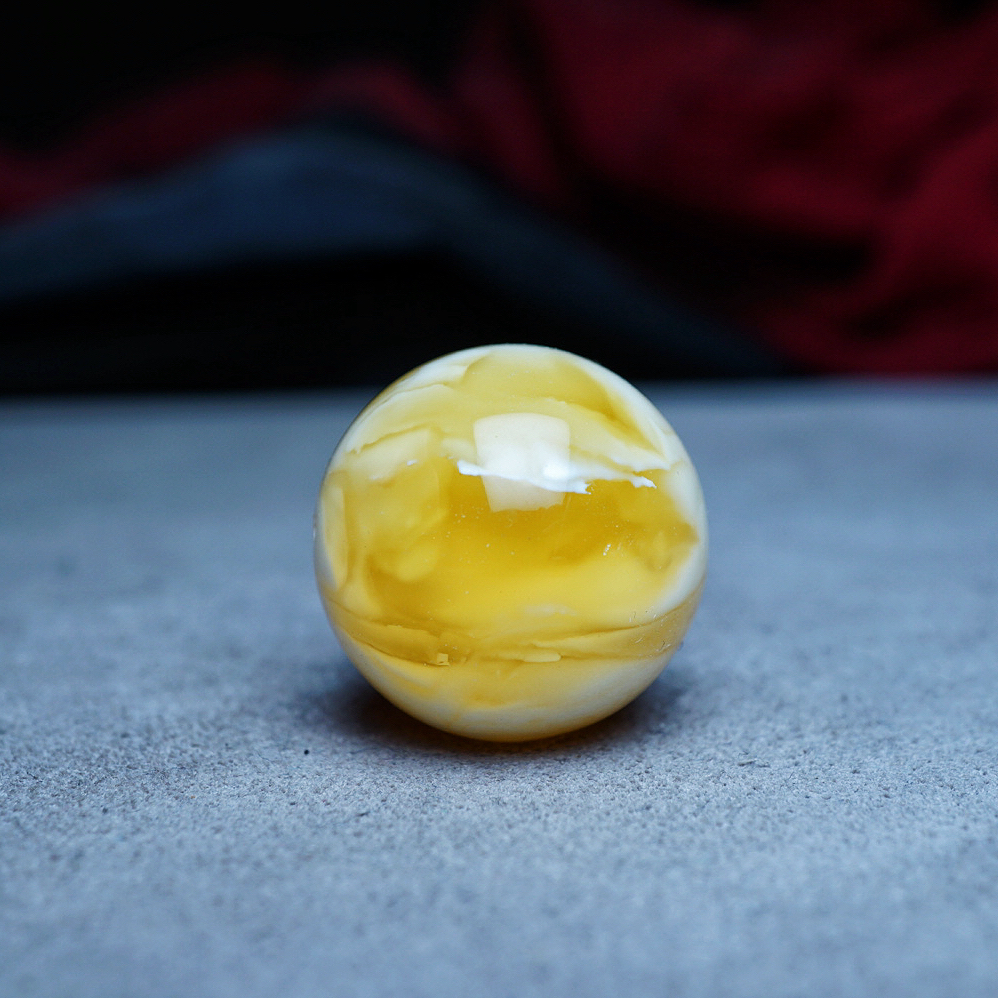 【段掌柜·21.0mm溶洞妖花金瓷白款】天然原矿琥珀蜜蜡圆珠