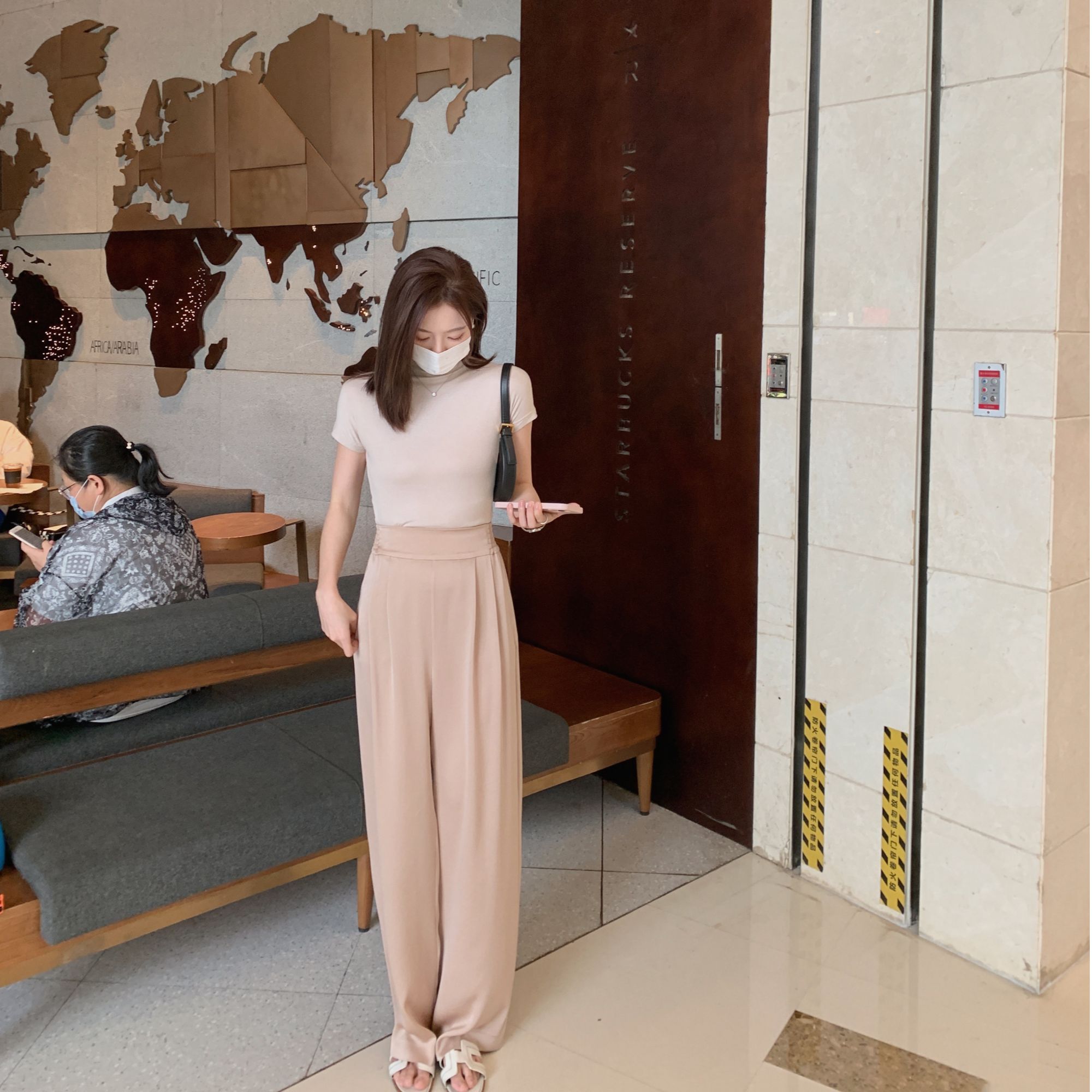 ASM ANNA◆ 冰丝茶茶tee~修身桑蚕丝半高领/v领短袖T恤上衣A10161