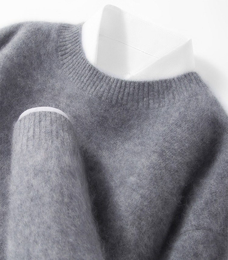 【100%羊毛】男士羊毛拉毛圆领休闲百搭