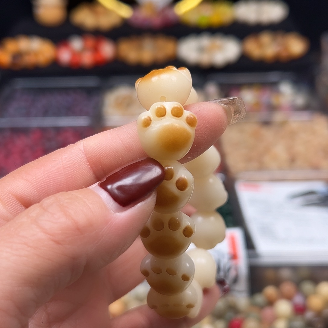 菩提根/象牙果手串瑕疵卡17炭烧大猫爪20条26颗
