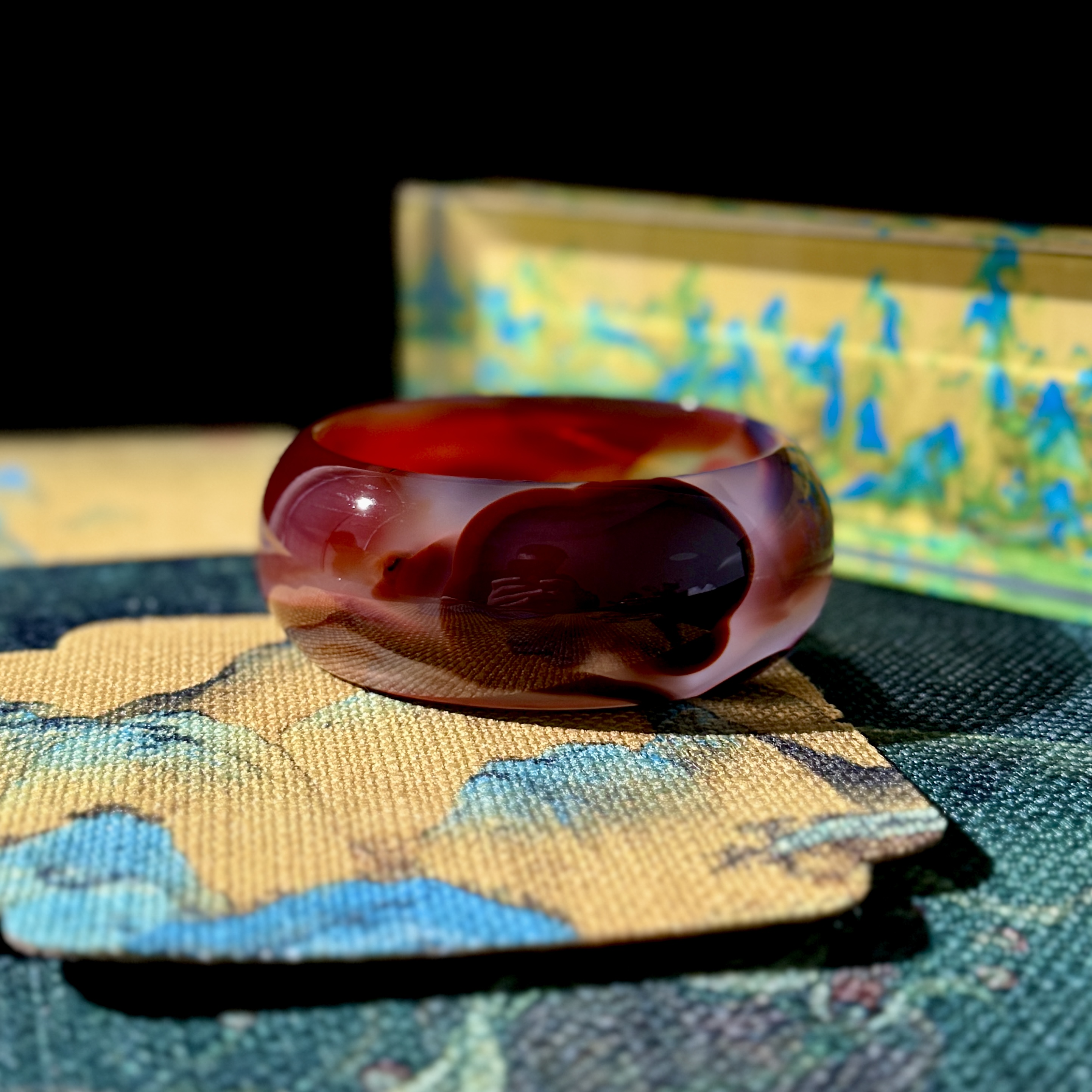 【走象成功】天然巴西多彩动物象形多彩莫兰迪大象玛瑙手镯58圈中式