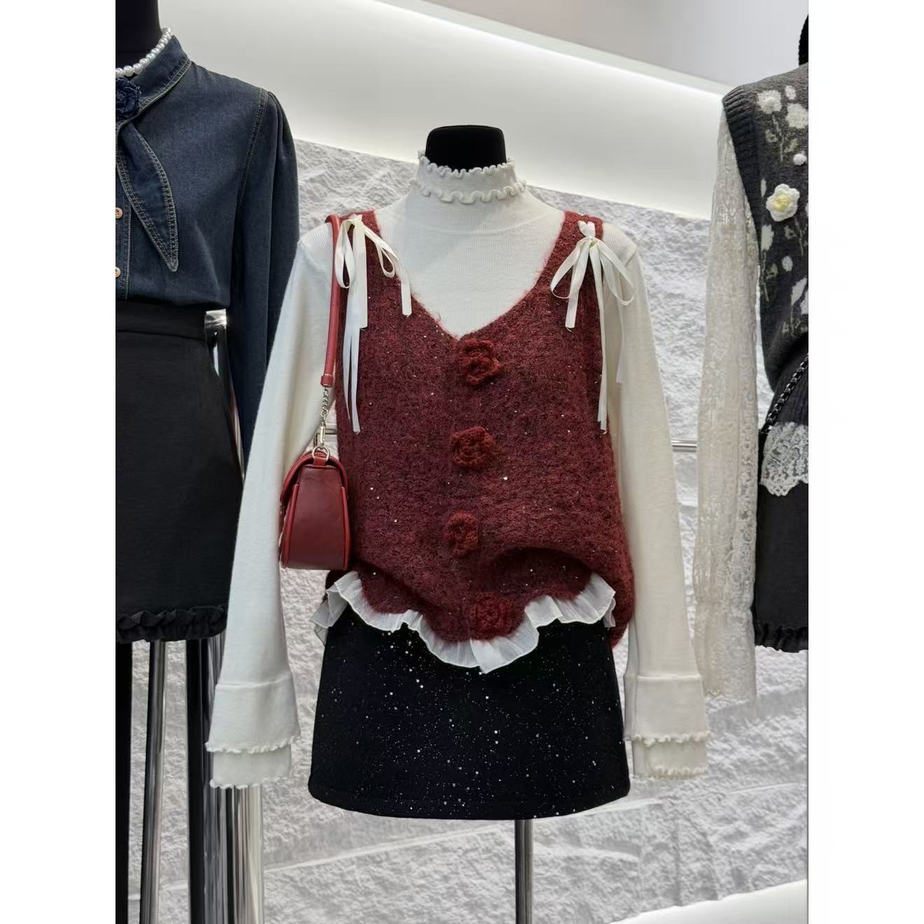 网红小香风马夹气质百搭马甲秋冬女显瘦针织时尚复古减龄