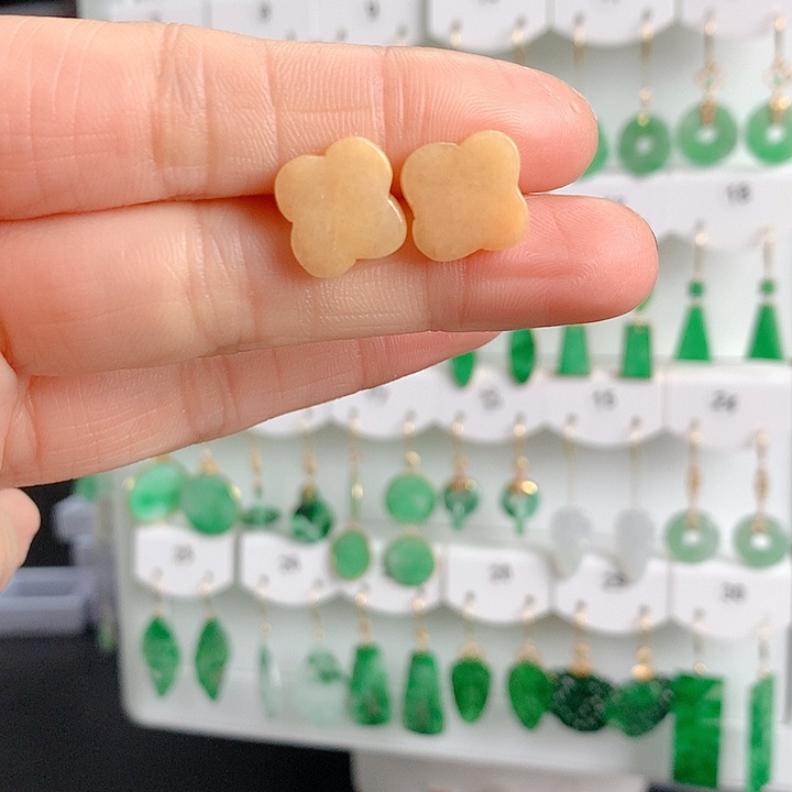 翡翠耳饰银S925镶嵌翡翠