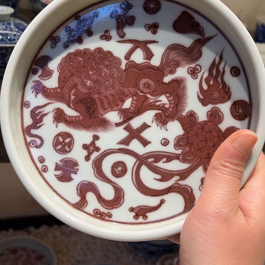 畅怀堂原矿釉里红壶承