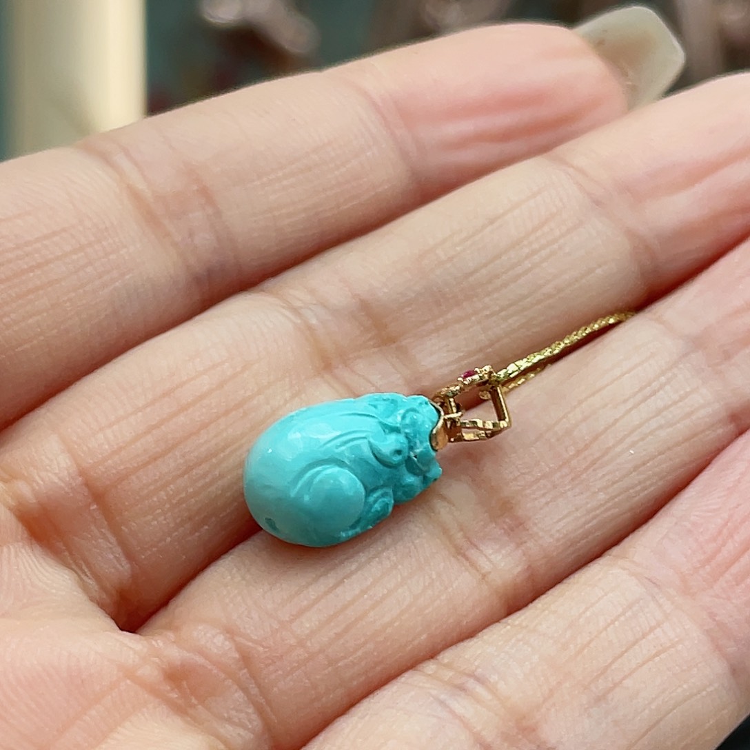 绿松石颈饰18K金镶嵌