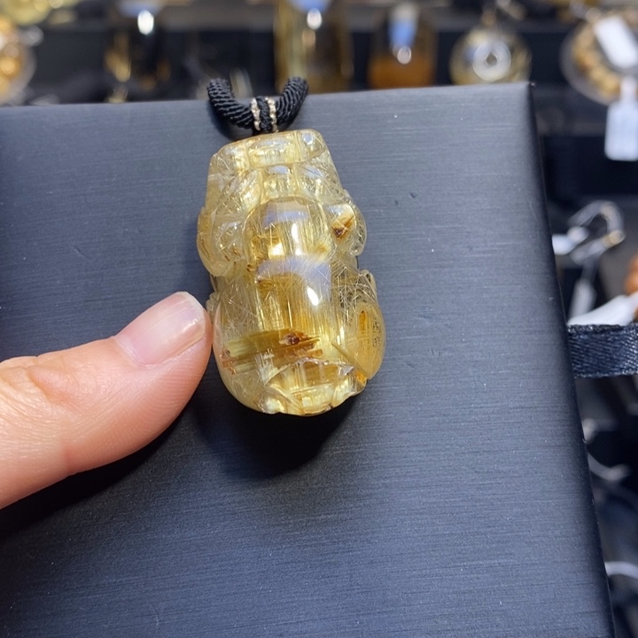 发晶颈饰未镶嵌金发晶满发貔貅吊坠