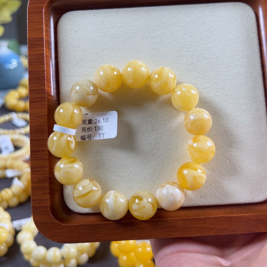 蜜蜡未镶嵌珠宝奇石14.5mm俄料浓蜡妖孽纹圆珠tt