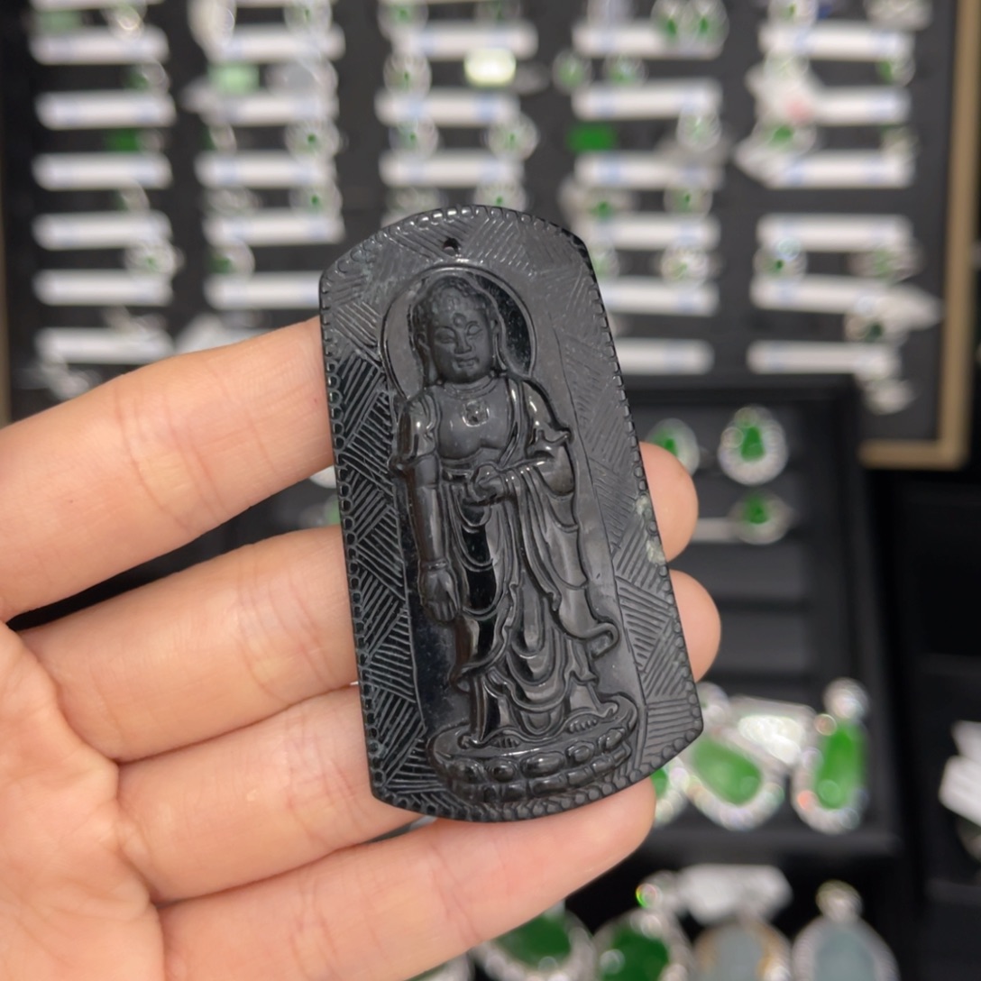 翡翠戒指银S925镶嵌翡翠吊坠