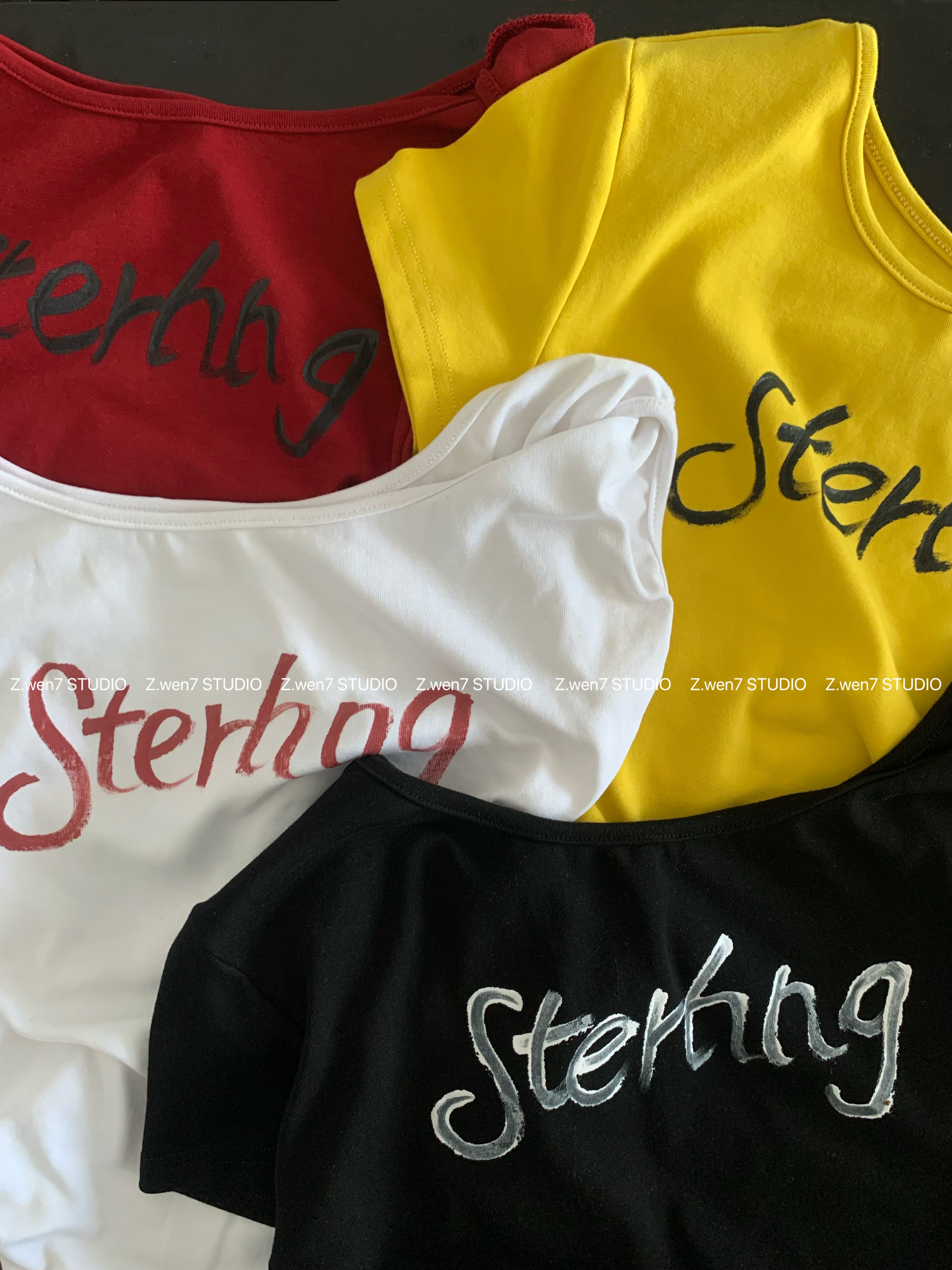 2025夏季新款  斜肩短袖字母  时尚洋气显瘦