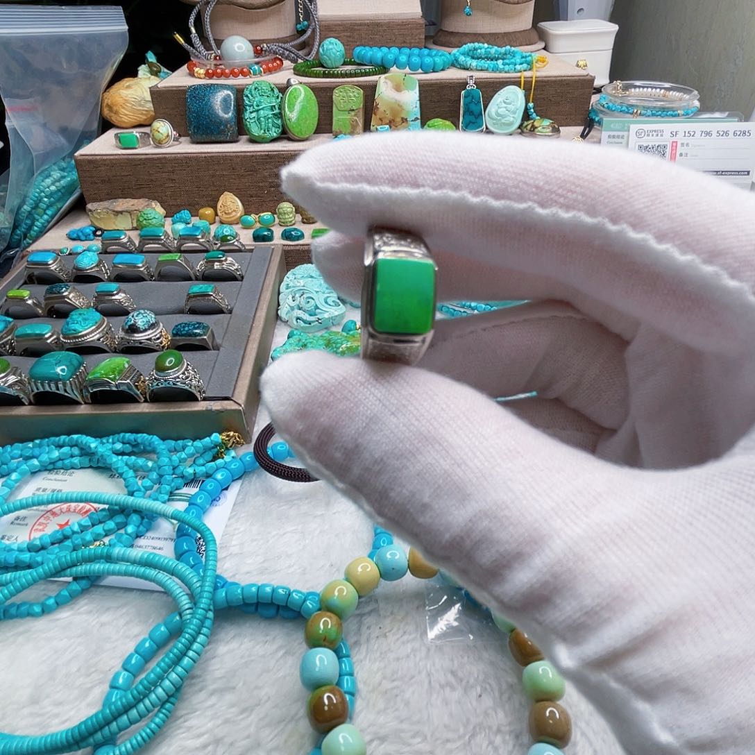 绿松石戒指银S925镶嵌