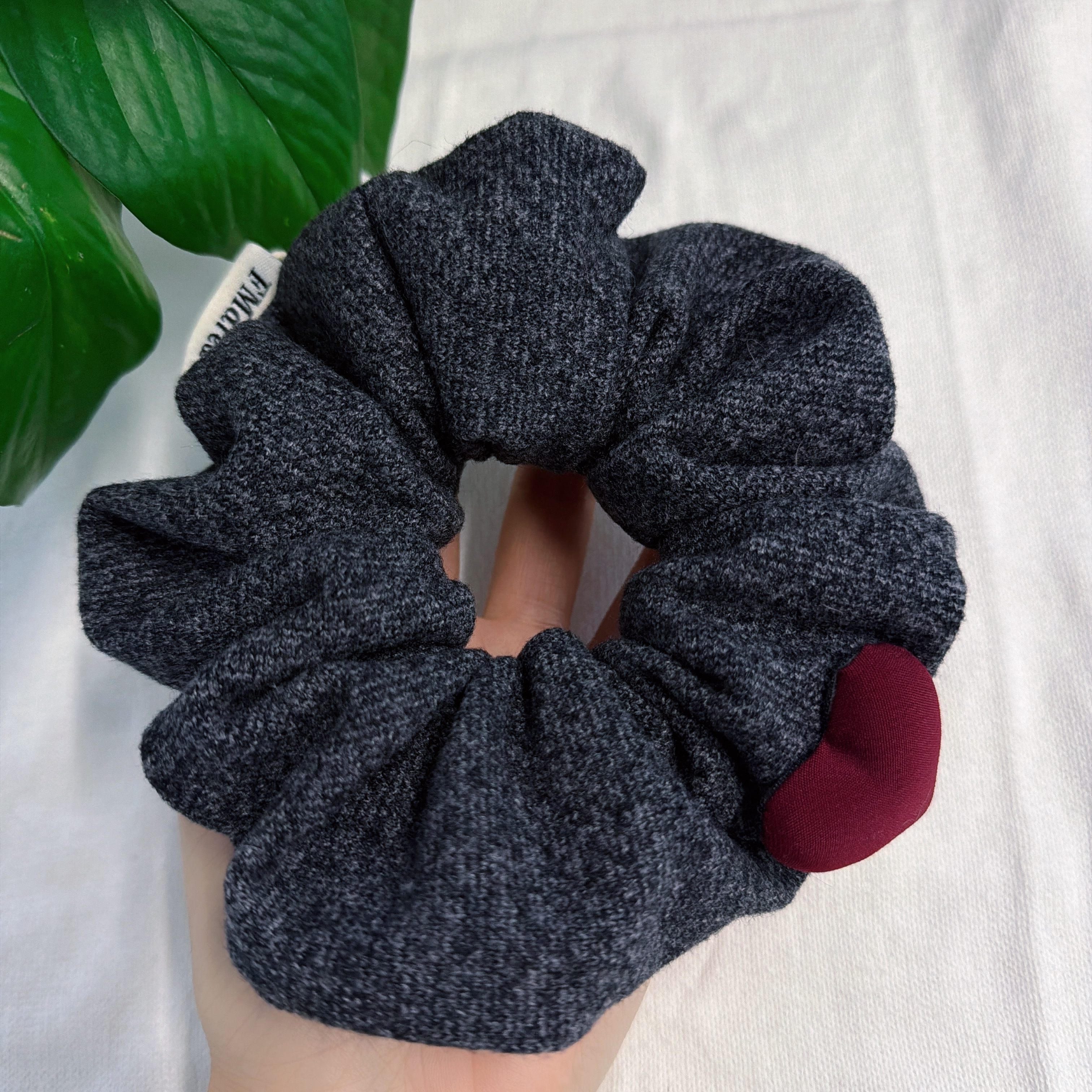 法式秋冬复古纯色爱心大肠发圈扎发百搭慵懒高低马尾发绳扎丸子头