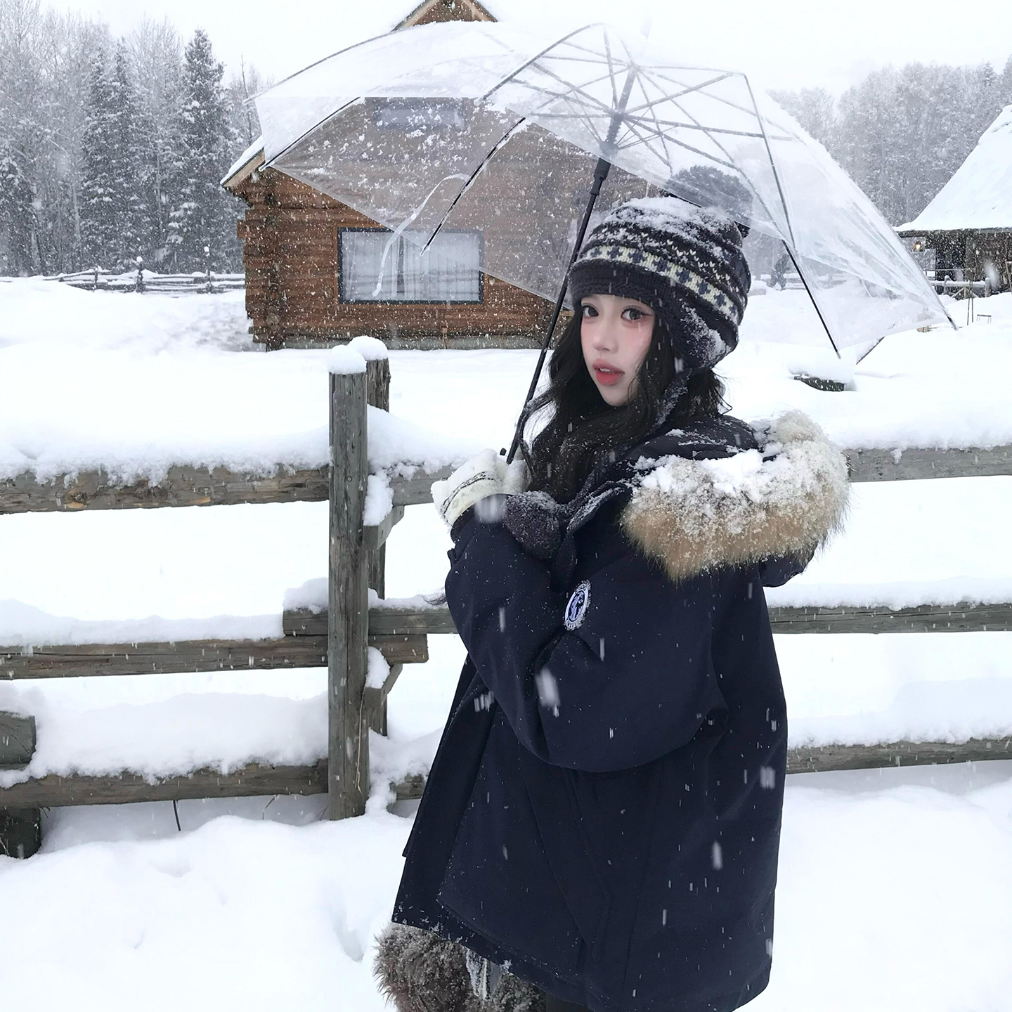 冬季穿搭工装棉服女2025年新款加厚宽松棉衣大毛领派克服情侣外套