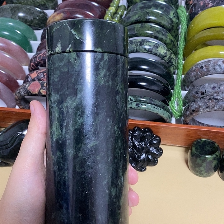 蛇纹石玉未镶嵌高冰水杯