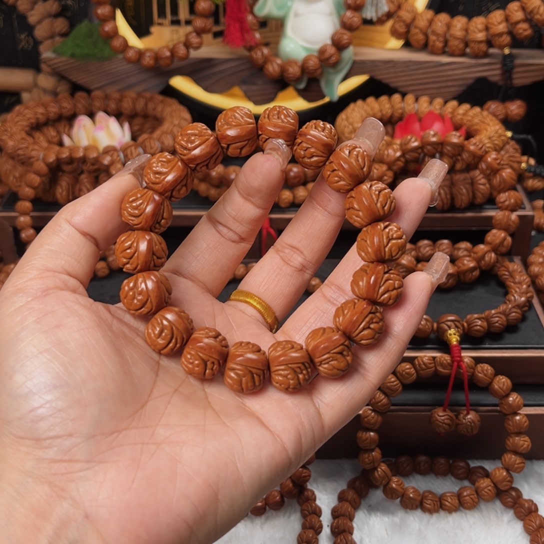 桃核手串17野生籽红皮荔枝