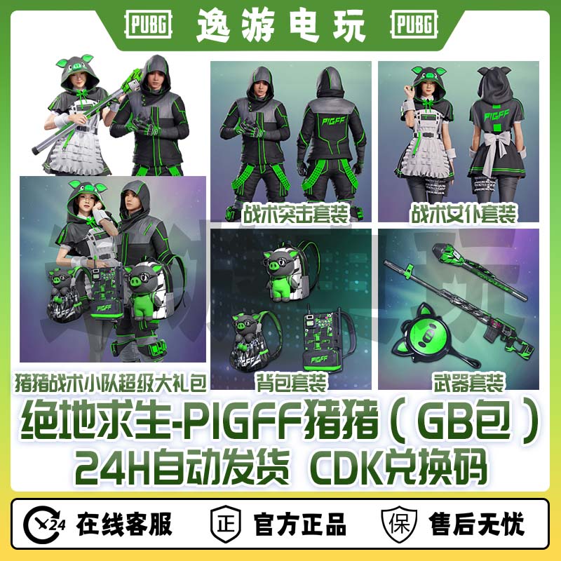 steamPUBG绝地求生朱芳芳联名PIGFF猪猪战术小队兑换码cdk【GB包】