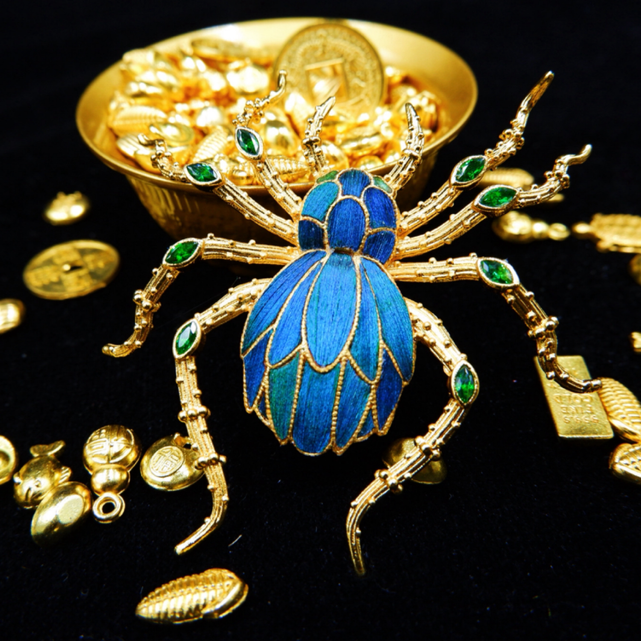 【点翠大蜘蛛胸针/发簪】