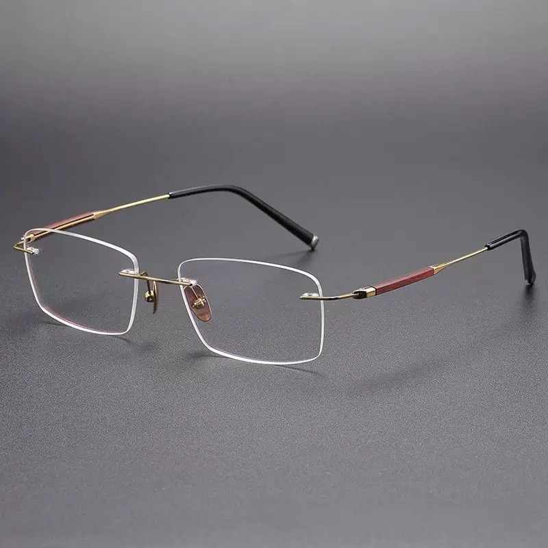 小叶紫檀高级感手作超轻纯钛商务眼镜架斯文大脸男士近视变色无框