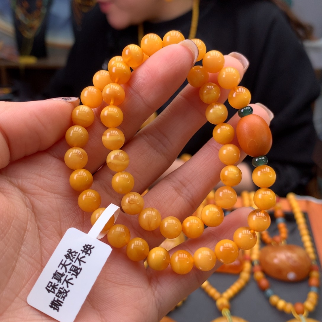 蜜蜡手串未镶嵌天然