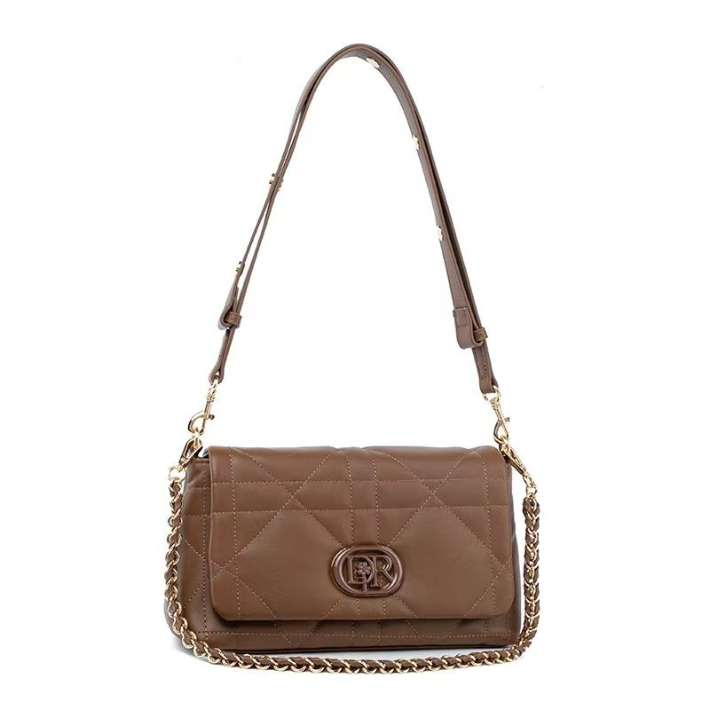 【C&R】时尚单肩斜挎邮差包QYX-98165-摩卡棕/27x9x16cm