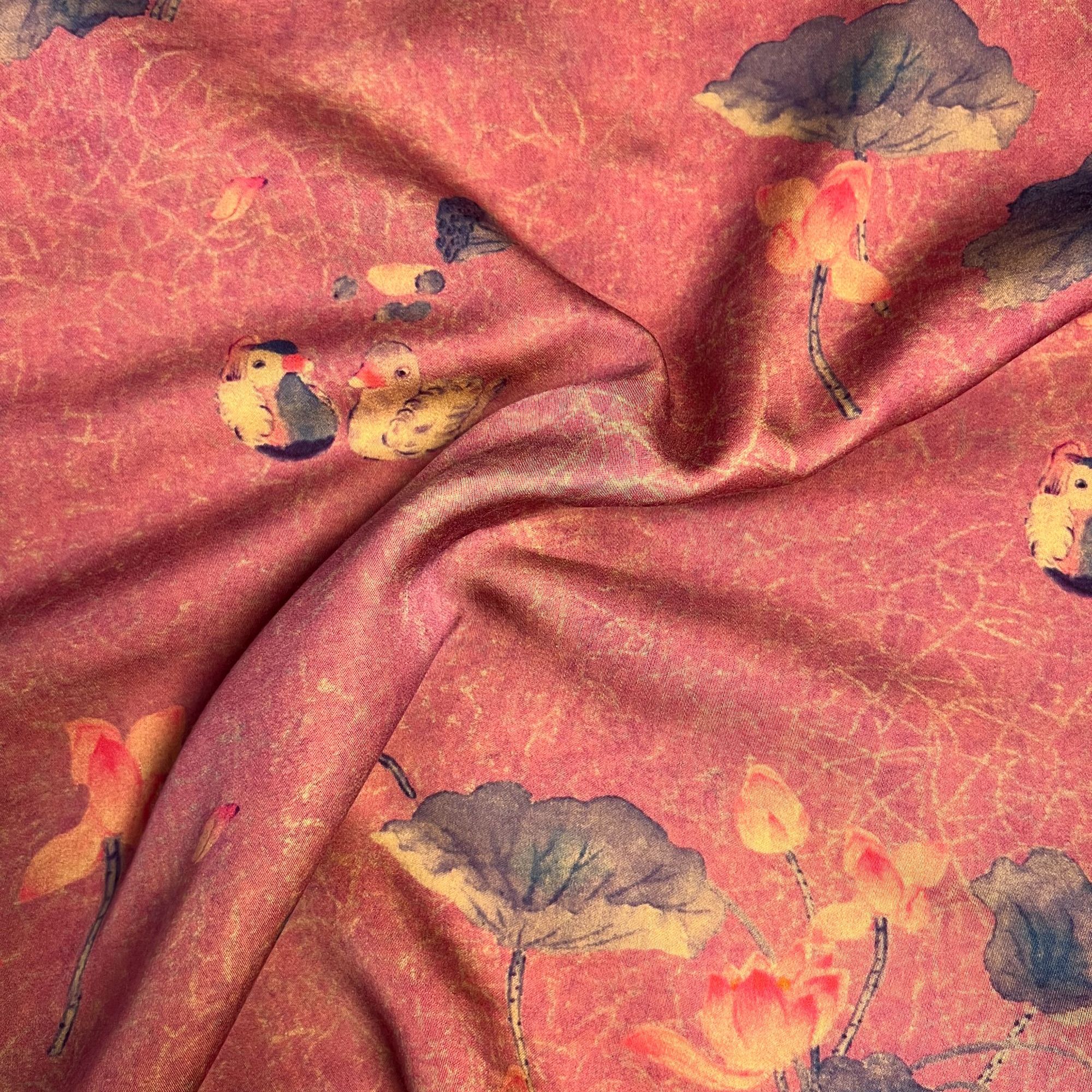 【染底贡缎】鸳鸯相伴新款贡缎面料