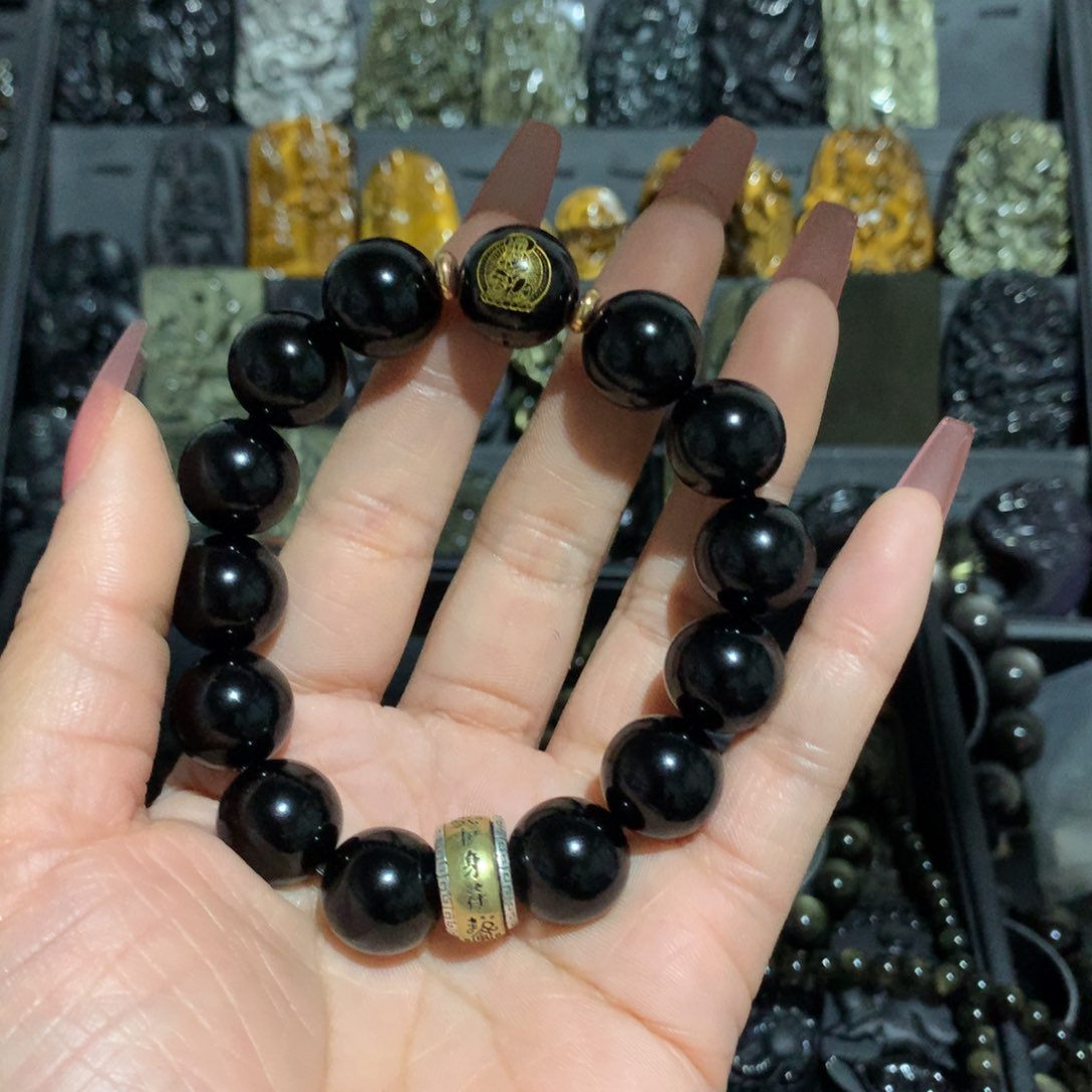 黑曜岩手链未镶嵌善****福