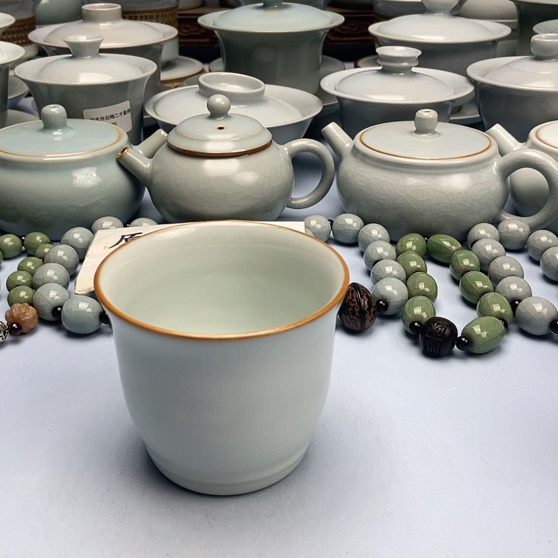 杯月白釉缸杯原矿原釉原产地