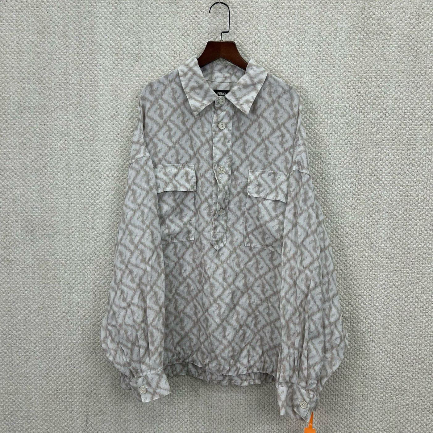 99新 FENDI/芬迪 Fendi芬迪 双F满印亚麻衬衫40码 cl01641