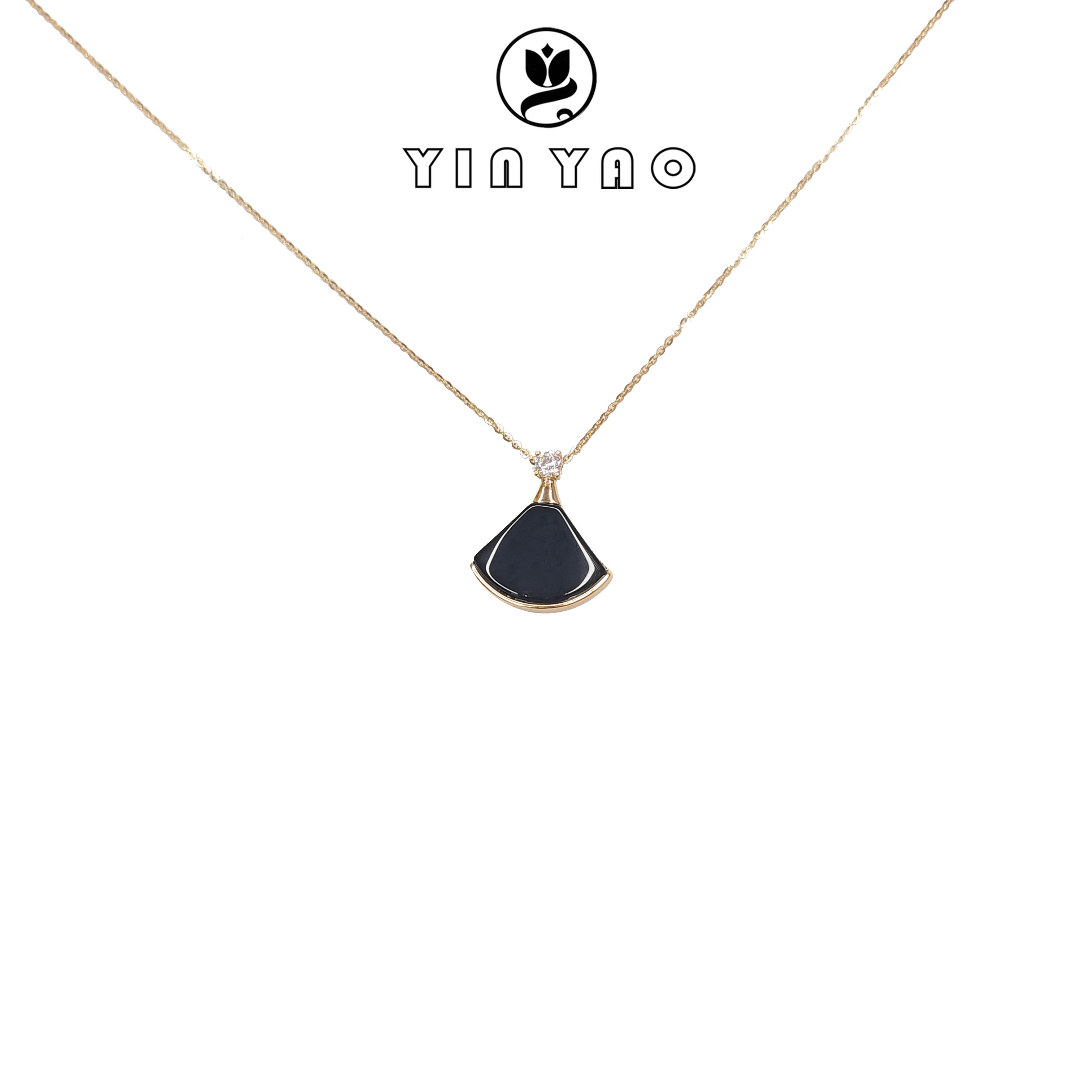 坠链均925银 [卓菲] 黑色小裙子项链扇形贝壳吊坠简约2-3