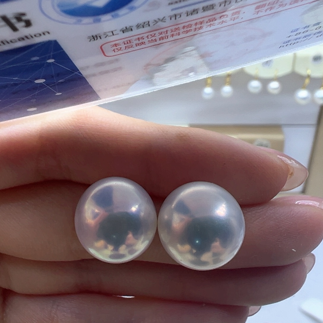 银S925镶嵌淡水珍珠耳饰