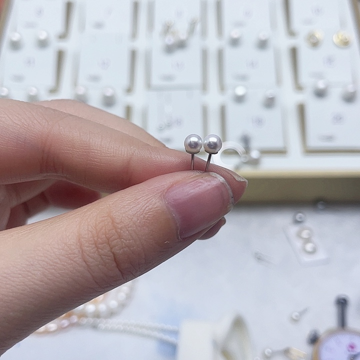 淡水珍珠耳饰银S925镶嵌自**w