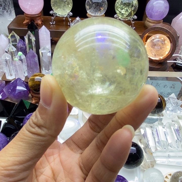 水晶摆件未镶嵌黄水晶球50m m