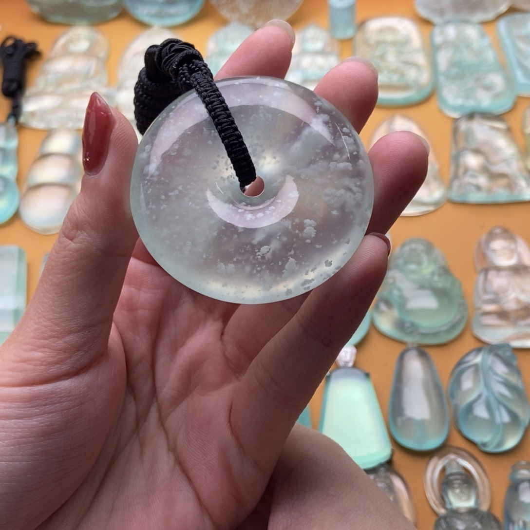 蛇纹石玉吊坠(不含链)未镶嵌八*龙平安扣