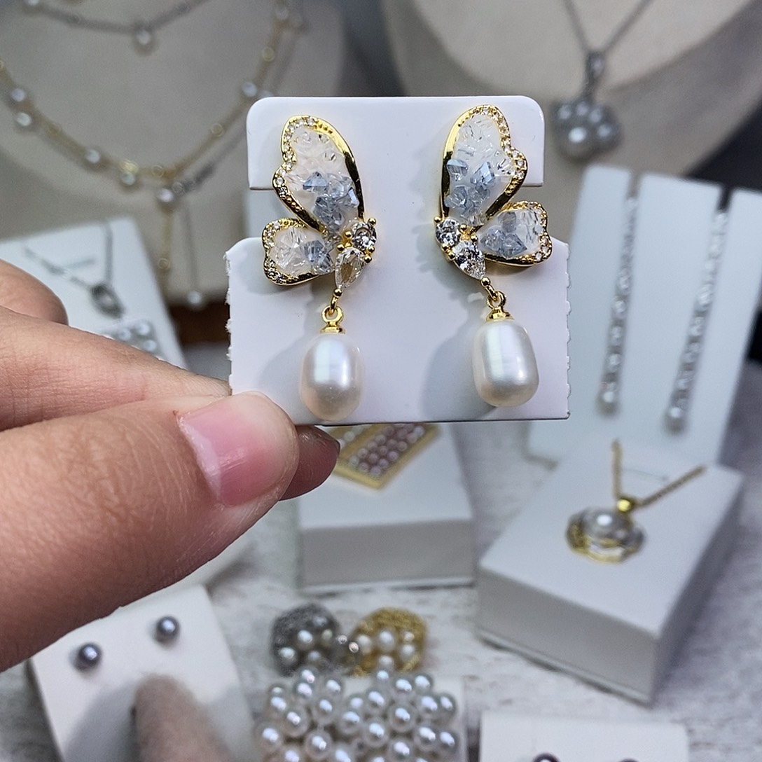 耳饰淡水珍珠银S925镶嵌