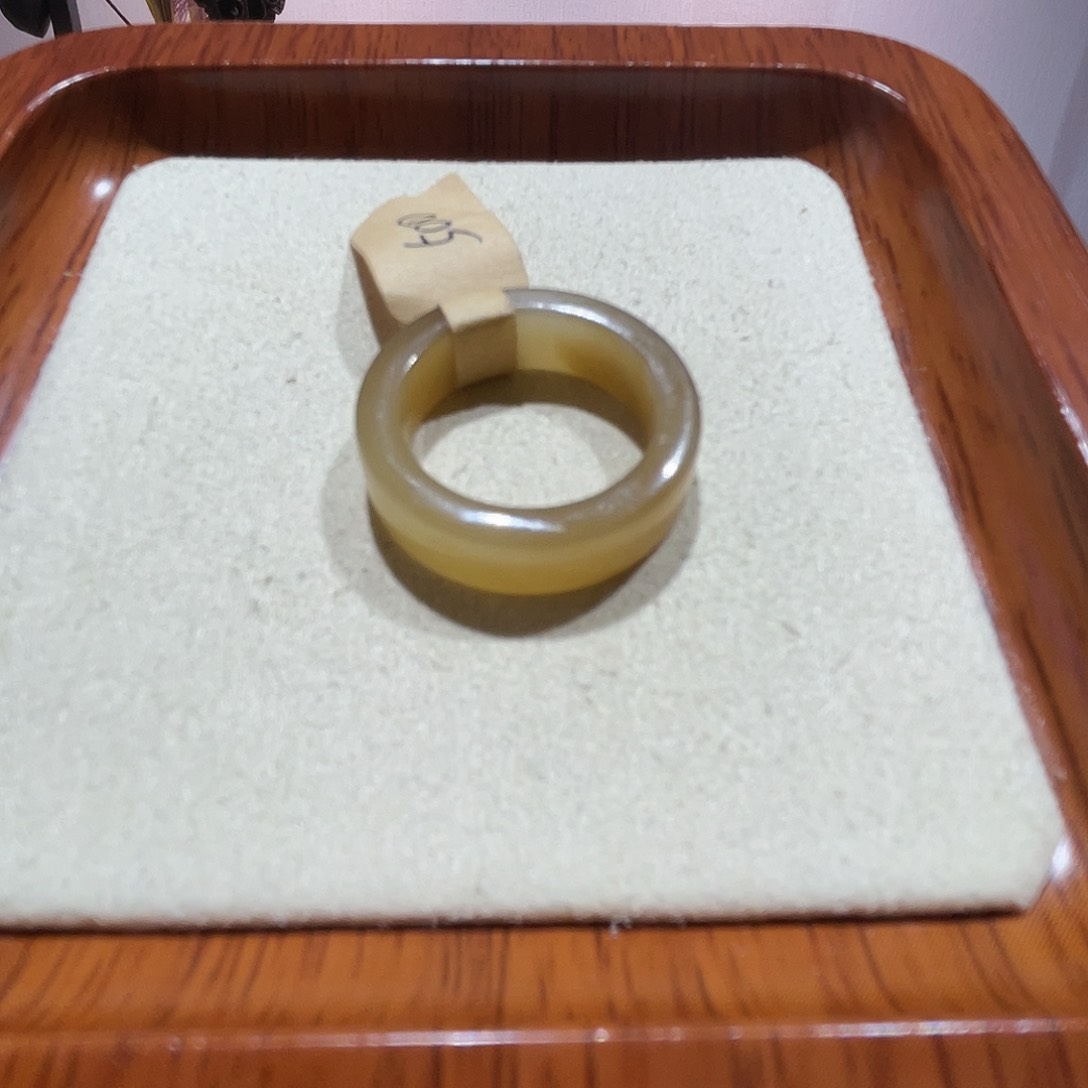 和田玉戒指未镶嵌浅金糖16-17号