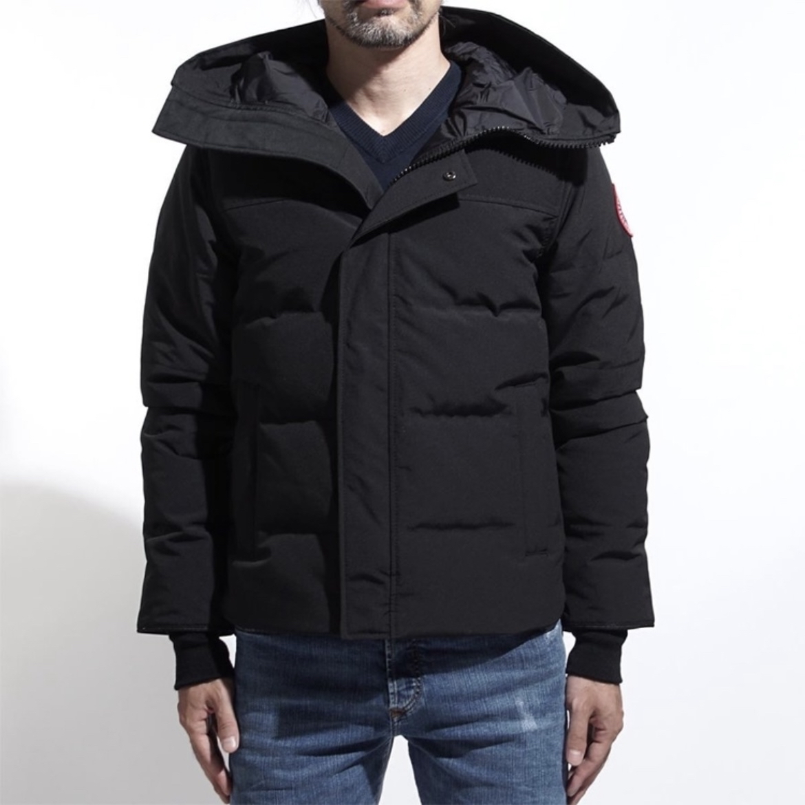 99新 CANADA GOOSE 010152 纯色抽绳连帽长袖羽绒服外套 S码