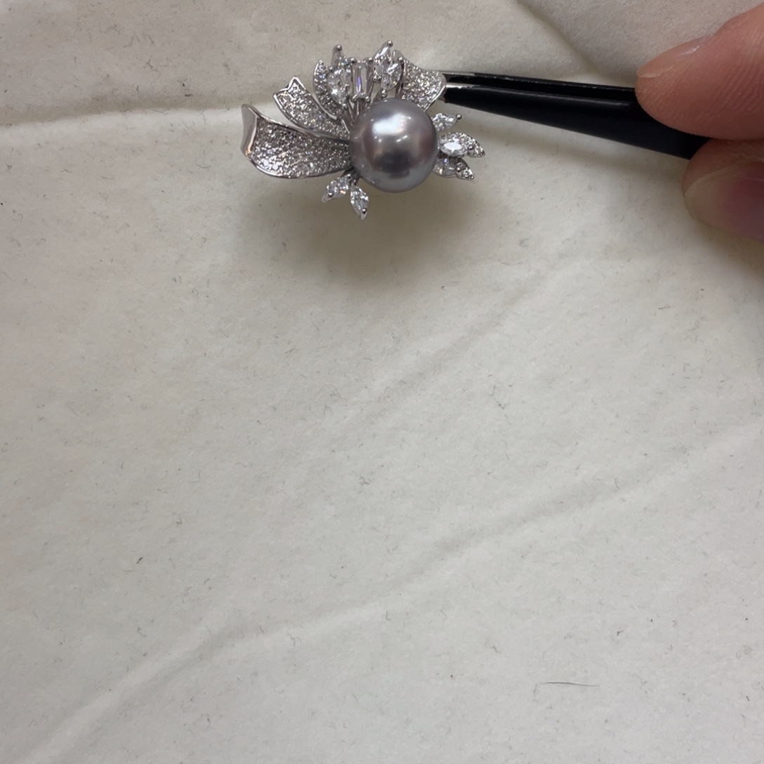 海水珍珠银S925镶嵌吊坠(不含链)