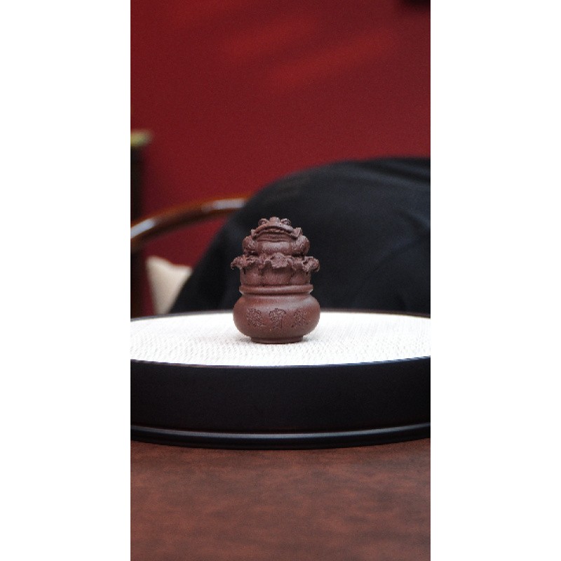 宜兴紫砂 茶桌茶台小摆件聚宝盆 蟾