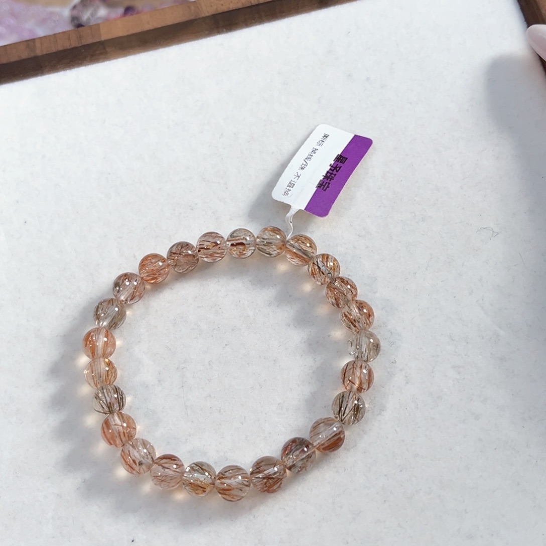 沐***品水晶手串未镶嵌黑金超七7