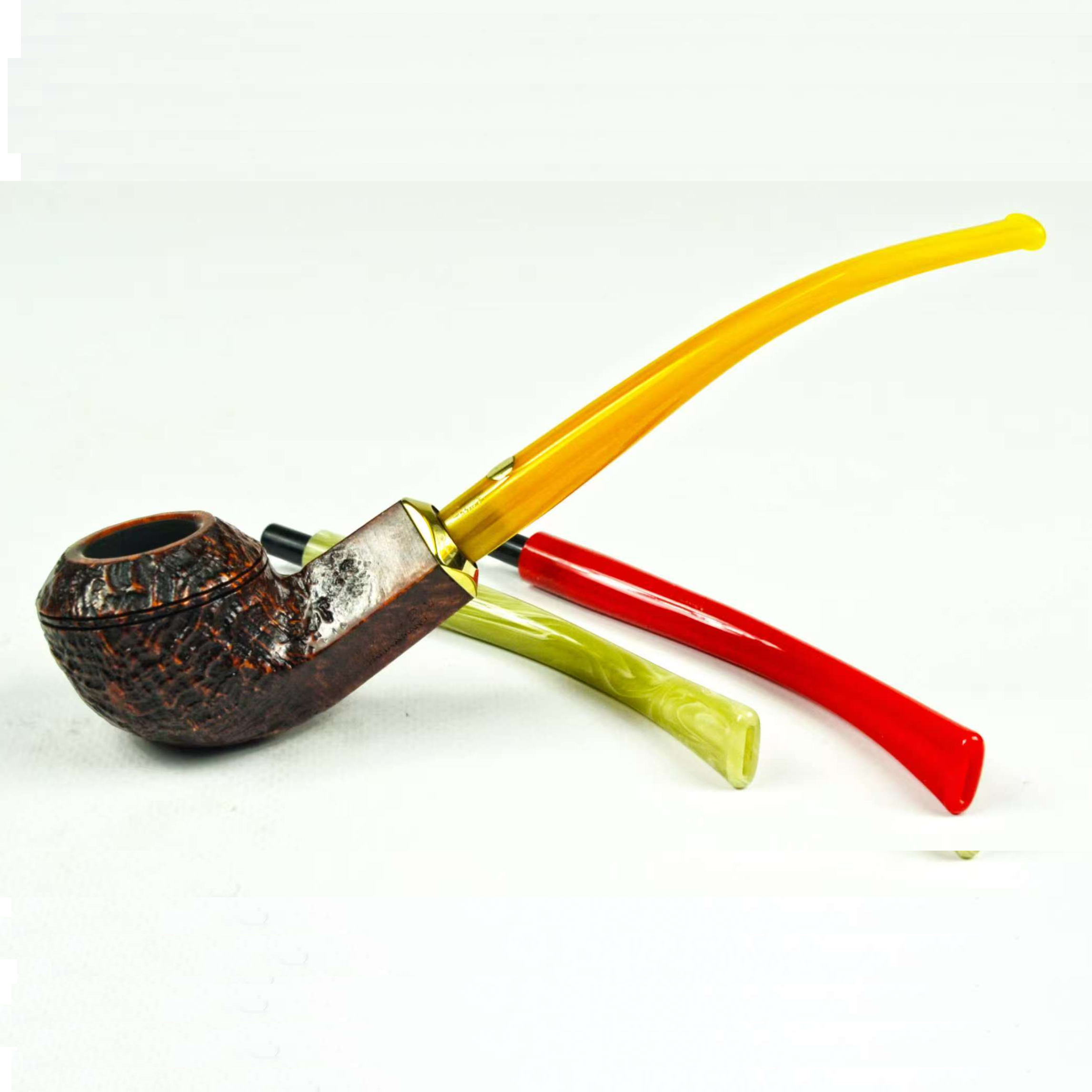 马仕烟斗利纳特伯爵系列一斗两用喷砂牛头微弯手工石楠木烟斗