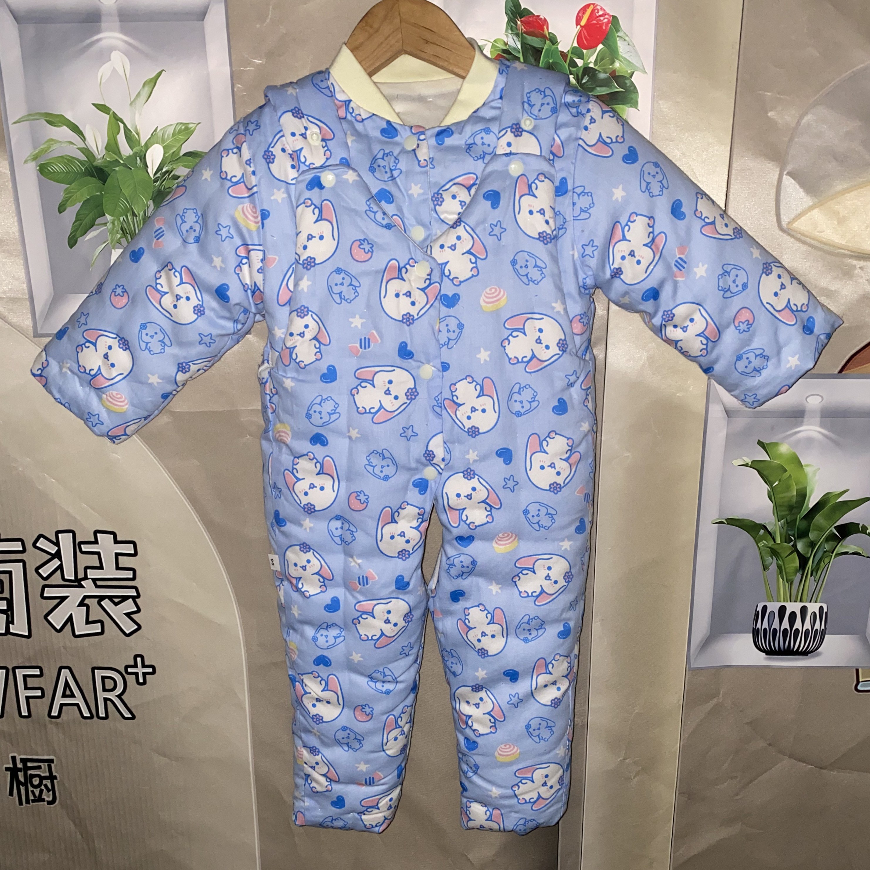 蓝色布丁狗手工棉花衣宝宝加厚冬款